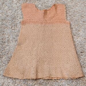 Vintage Little Girl's Crocheted Dress Pink/Peach Cottagecore Boho Handmade